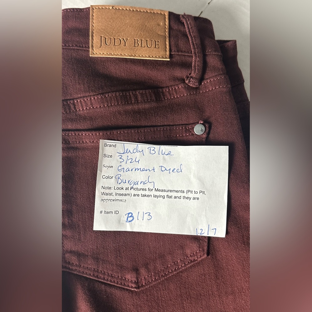 Judy Blue‎ Jeans Women's 3/26 Burgundy Wide Leg High Rise Stretch Garment Dyed - Picture 14 of 14